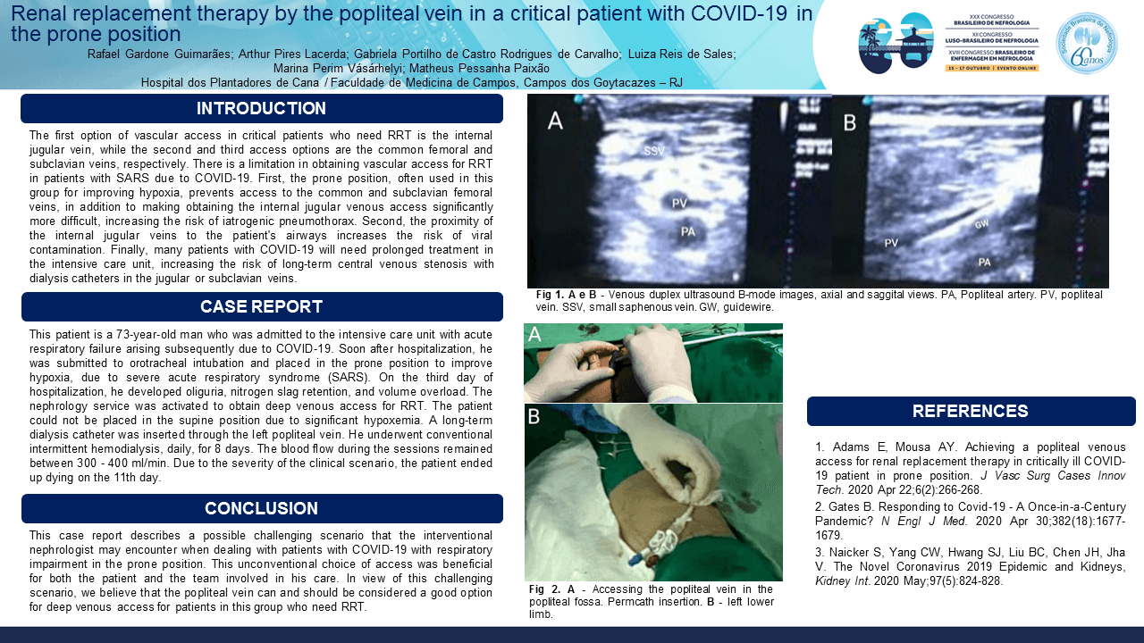 TERAPIA DE SUBSTITUIÇÃO RENAL PELA VEIA POPLÍTEA NO PACIENTE CRÍTICO COM COVID-19 NA POSIÇÃO PRONA