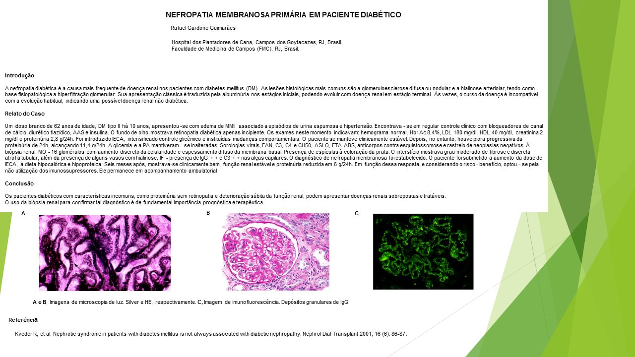 NEFROPATIA MEMBRANOSA PRIMÁRIA EM PACIENTE DIABÉTICO