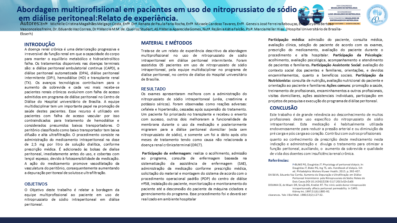 ABORDAGEM MULTIPROFISSIONAL EM PACIENTES EM USO DE NITROPRUSSIATO DE SÓDIO EM DIÁLISE PERITONEAL: RELATO DE EXPERIÊNCIA