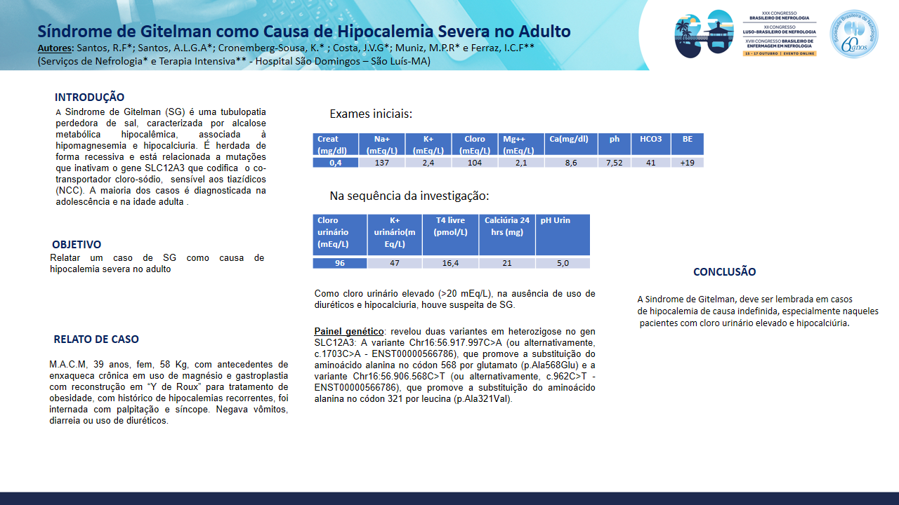 SINDROME DE GITELMAN COMO CAUSA DE HIPOCALEMIA SEVERA NO ADULTO