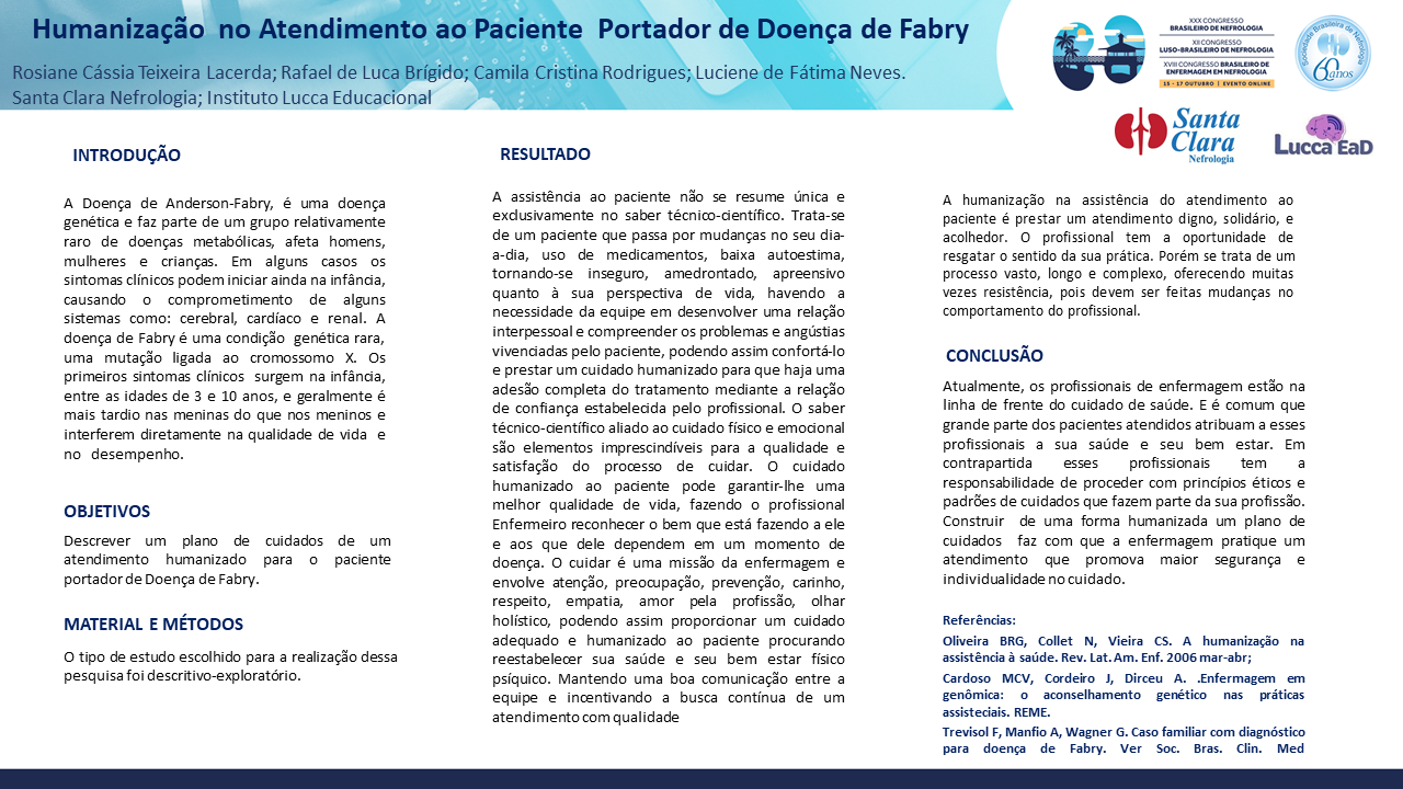 HUMANIZAÇÃO NO ATENDIMENTO AO PACIENTE PORTADOR DE DOENÇA DE FABRY