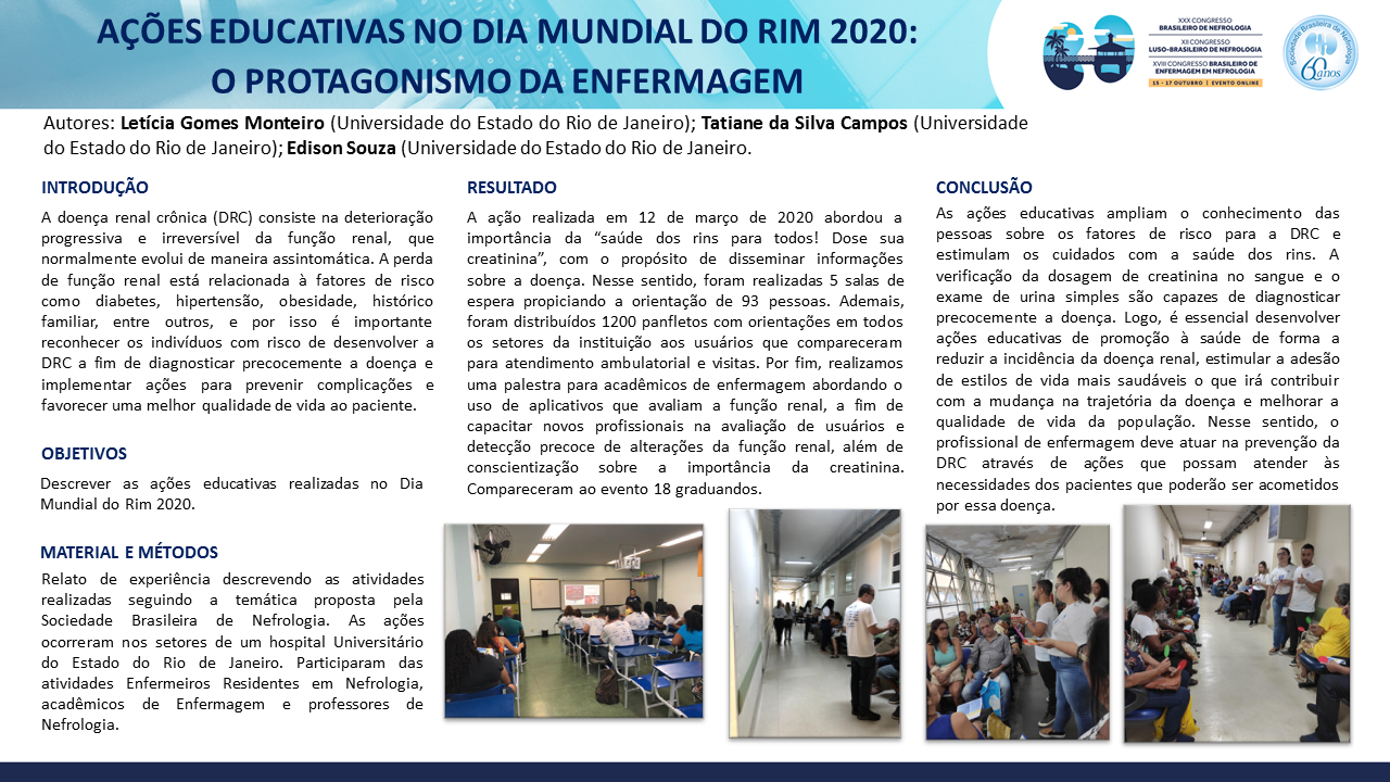 AÇÕES EDUCATIVAS NO DIA MUNDIAL DO RIM 2020: O PROTAGONISMO DA ENFERMAGEM