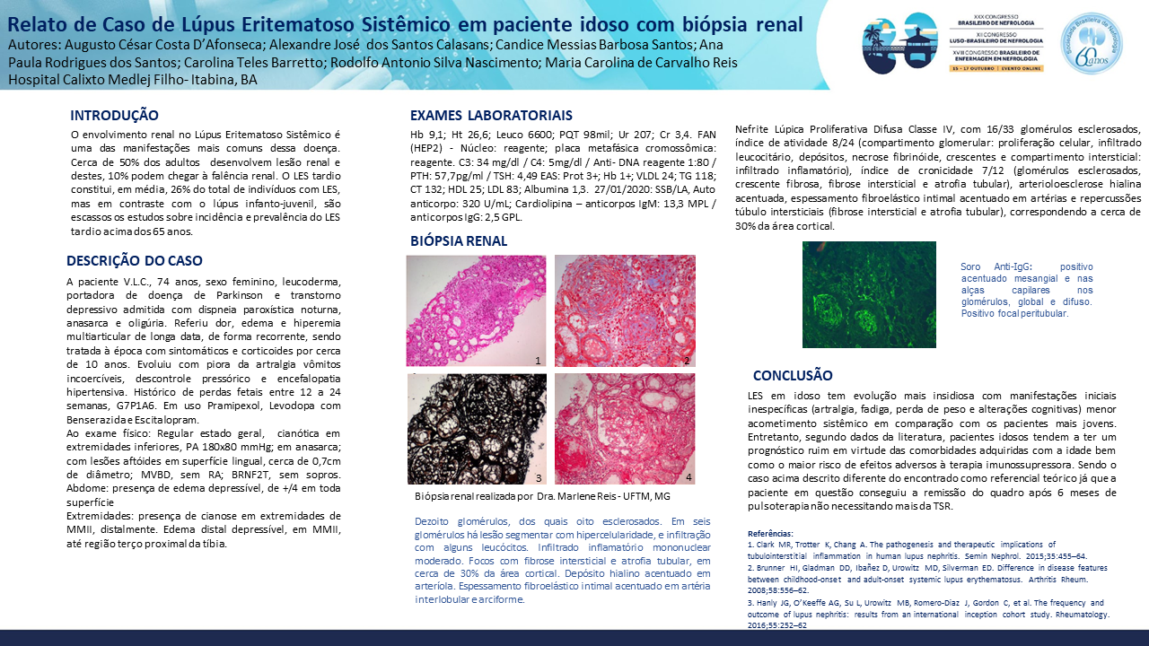 RELATO DE CASO DE LÚPUS ERITEMATOSO SISTÊMICO EM PACIENTE IDOSO COM BIÓPSIA RENAL