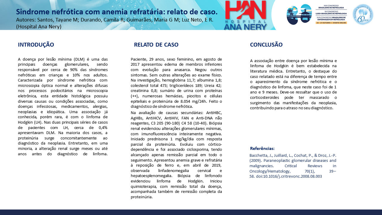 SÍNDROME NEFRÓTICA COM ANEMIA REFRATÁRIA: RELATO DE CASO