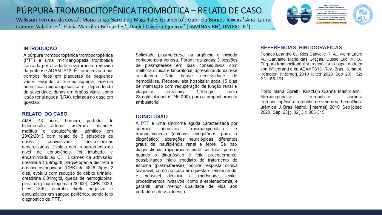 PÚRPURA TROMBOCITOPÊNICA TROMBÓTICA – RELATO DE CASO