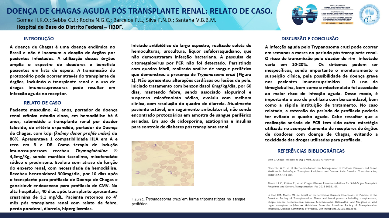 DOENÇA DE CHAGAS AGUDA PÓS TRANSPLANTE RENAL: RELATO DE CASO.