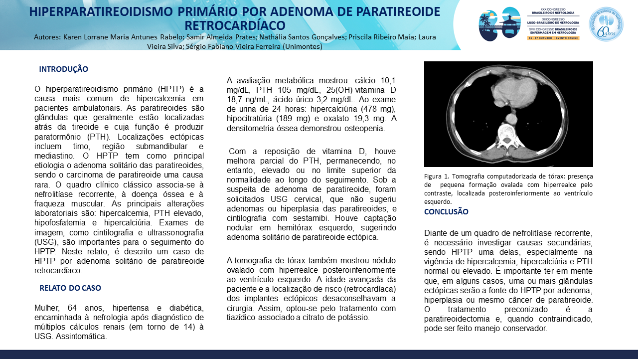 HIPERPARATIREOIDISMO PRIMÁRIO POR ADENOMA DE PARATIREOIDE RETROCARDÍACO: RELATO DE CASO