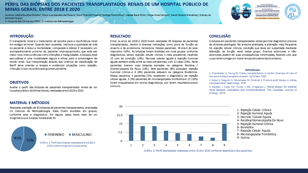 PERFIL DAS BIÓPSIAS DOS PACIENTES TRANSPLANTADOS RENAIS DE UM HOSPITAL PÚBLICO DE MINAS GERAIS, ENTRE 2018 E 2020