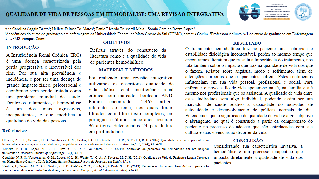 QUALIDADE DE VIDA DE PESSOAS EM HEMODIÁLISE: UMA REVISÃO INTEGRATIVA