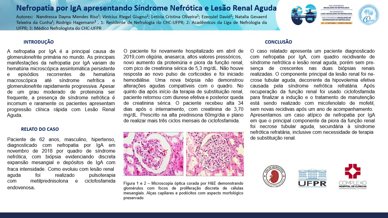 NEFROPATIA POR IGA APRESENTANDO SÍNDROME NEFRÓTICA E LESÃO RENAL AGUDA