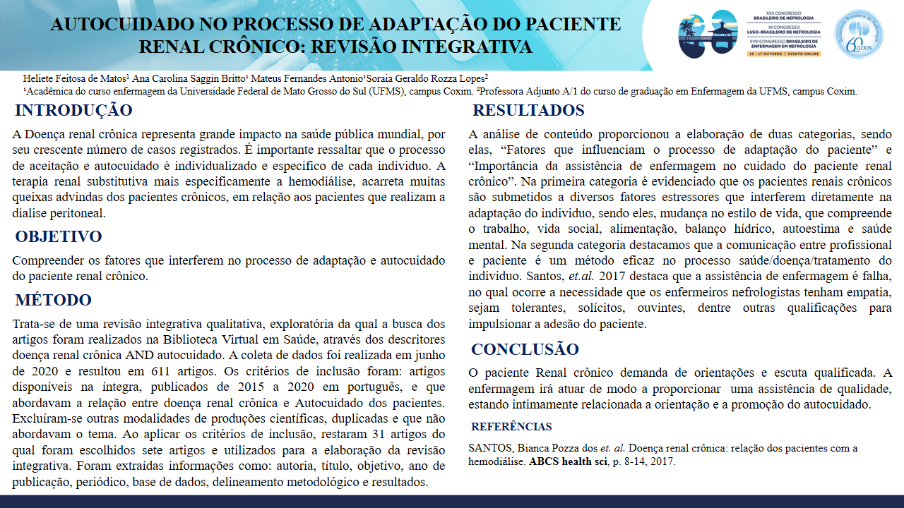 AUTOCUIDADO NO PROCESSO DE ADAPTAÇÃO DO PACIENTE RENAL CRÔNICO: REVISÃO INTEGRATIVA