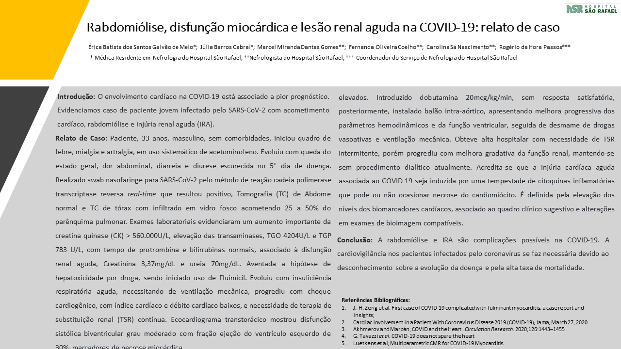 RABDOMÍOLISE, DISFUNÇÃO MIOCÁRDICA E LESÃO RENAL AGUDA NA COVID-19: RELATO DE CASO