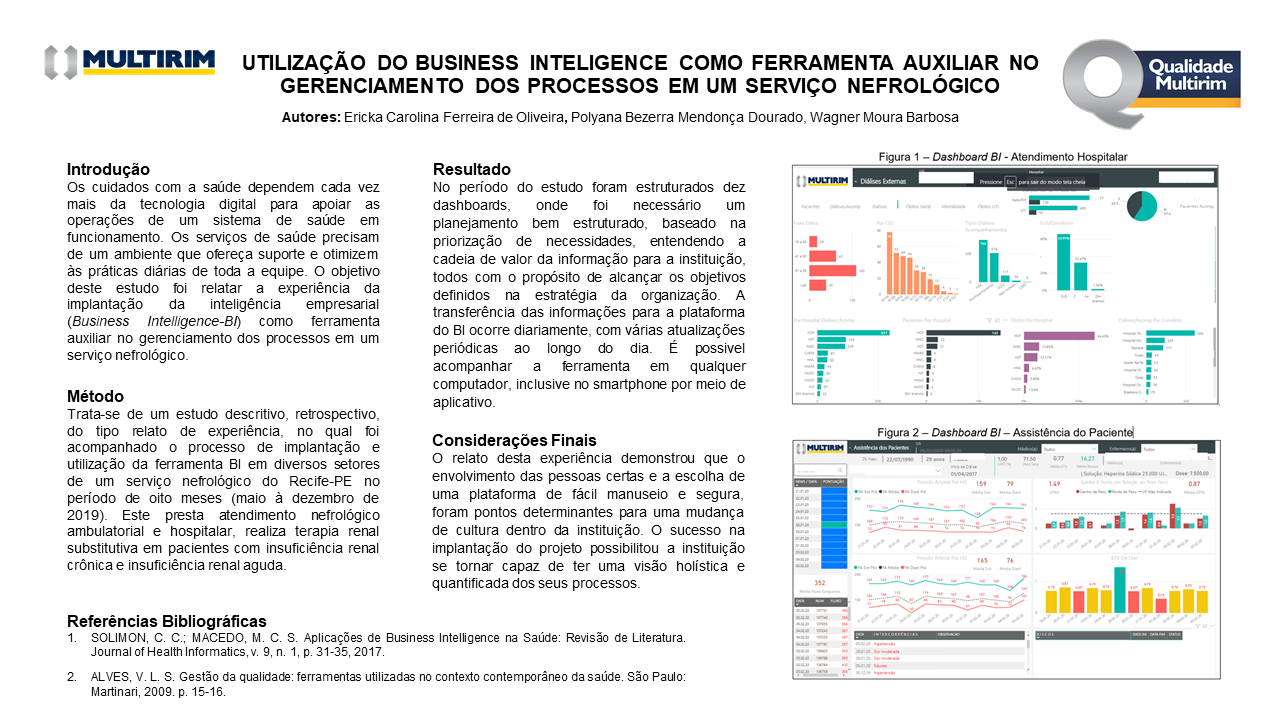 UTILIZAÇÃO DO BUSINESS INTELIGENCE COMO FERRAMENTA AUXILIAR NO GERENCIAMENTO DOS PROCESSOS EM UM SERVIÇO NEFROLÓGICO