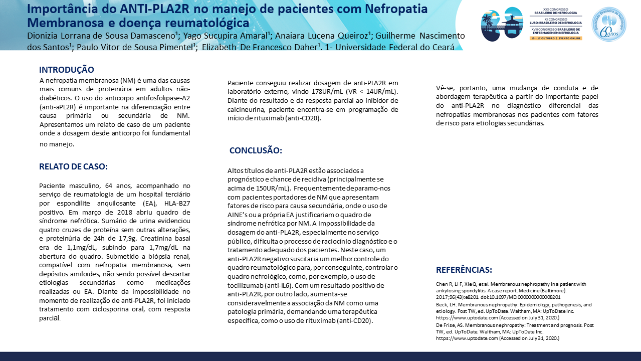 IMPORTÂNCIA DO ANTI-PLA2R NO MANEJO DE PACIENTES COM NEFROPATIA MEMBRANOSA E DOENÇA REUMATOLÓGICA