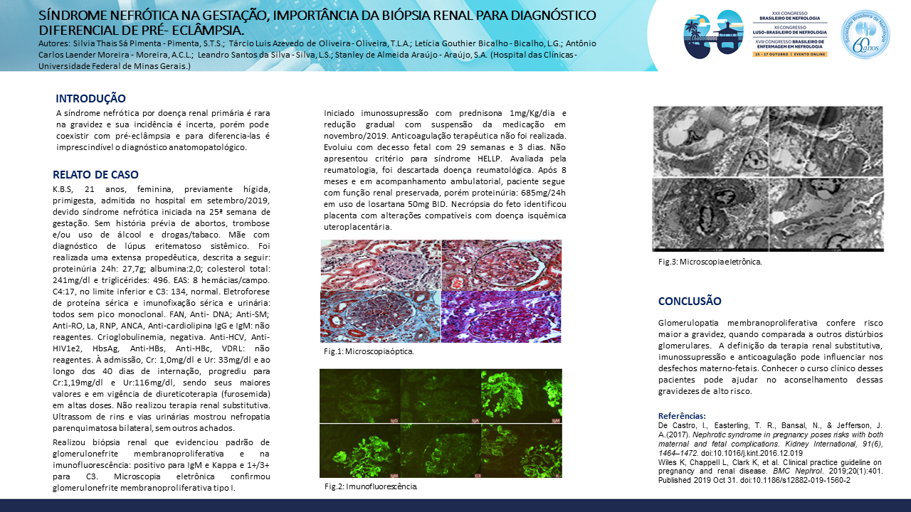 SÍNDROME NEFRÓTICA NA GESTAÇÃO, IMPORTÂNCIA DA BIÓPSIA RENAL PARA DIAGNÓSTICO DIFERENCIAL DE PRÉ- ECLÂMPSIA.