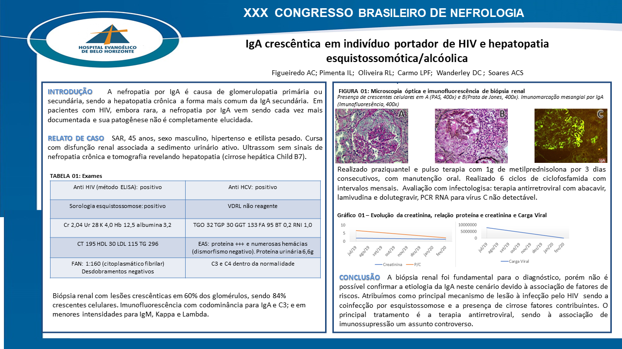 IGA CRESCÊNTICA EM INDIVÍDUO PORTADOR DE HIV E HEPATOPATIA ESQUISTOSSOMÓTICA/ALCÓOLICA