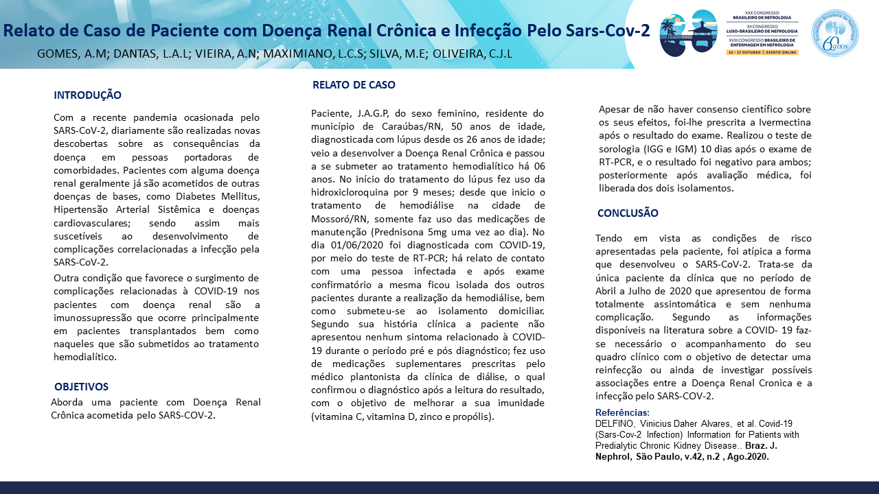 RELATO DE CASO DE PACIENTE COM DOENÇA RENAL CRÔNICA E INFECÇÃO PELO SARS-COV-2