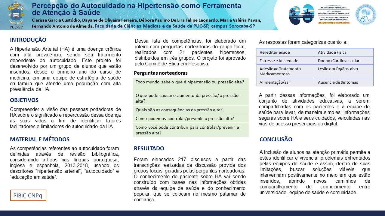 PERCEPÇÃO DO AUTOCUIDADO NA HIPERTENSÃO COMO FERRAMENTA DE ATENÇÃO À SAÚDE