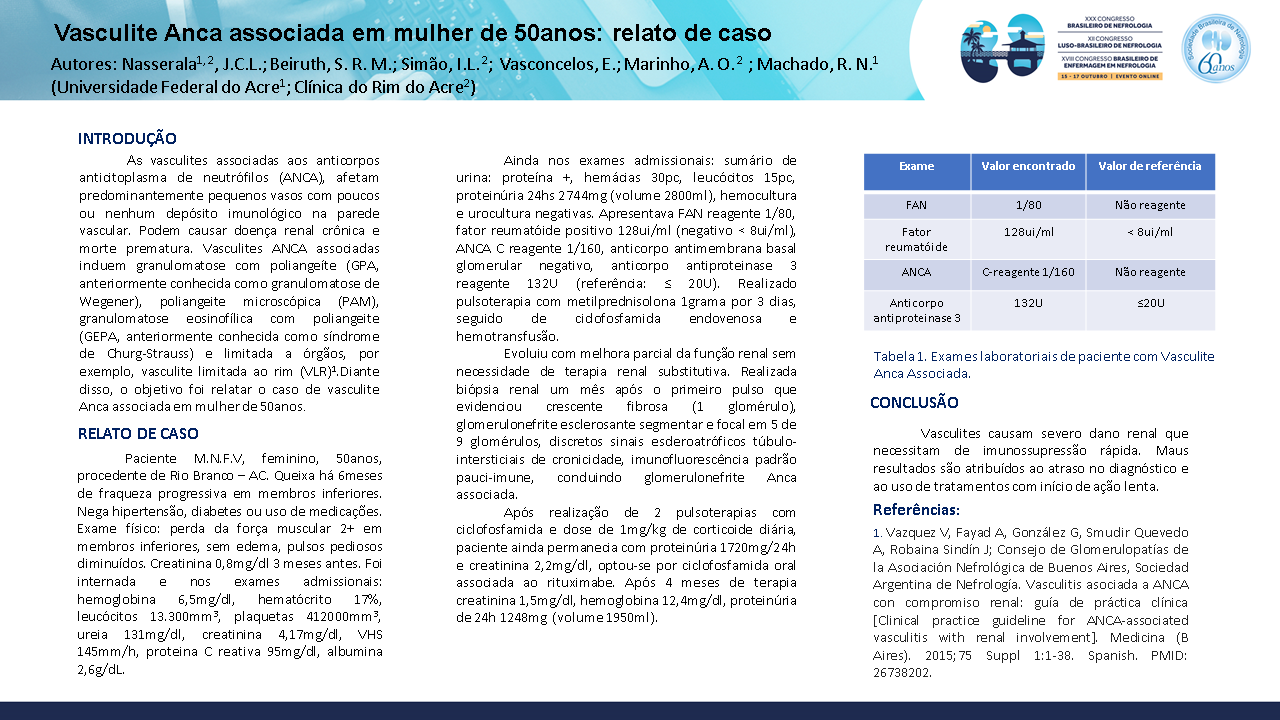 VASCULITE ANCA ASSOCIADA EM MULHER DE 50 ANOS: RELATO DE CASO