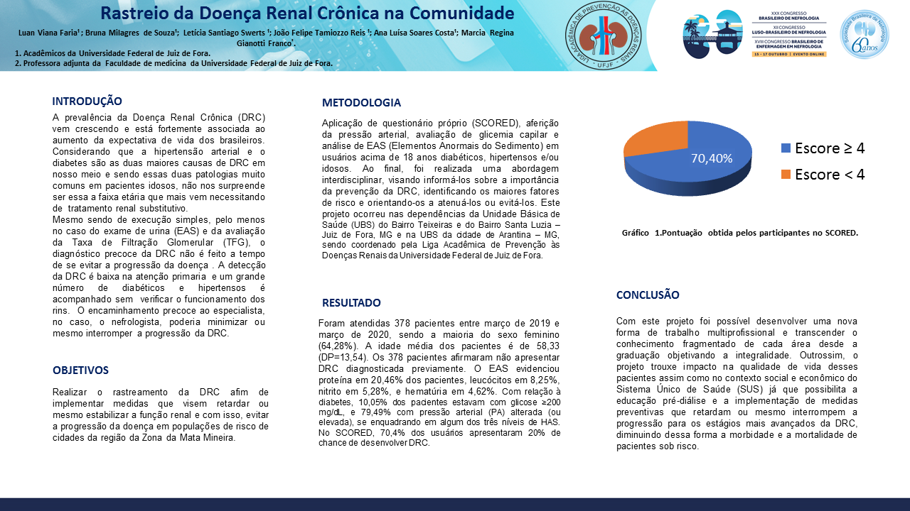 RASTREIO DA DOENÇA RENAL CRÔNICA NA COMUNIDADE