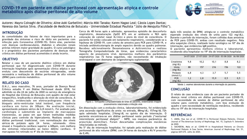 COVID-19 EM PACIENTE EM DIÁLISE PERITONEAL COM APRESENTAÇÃO ATÍPICA E CONTROLE METABÓLICO APÓS DIÁLISE PERITONEAL DE ALTO VOLUME