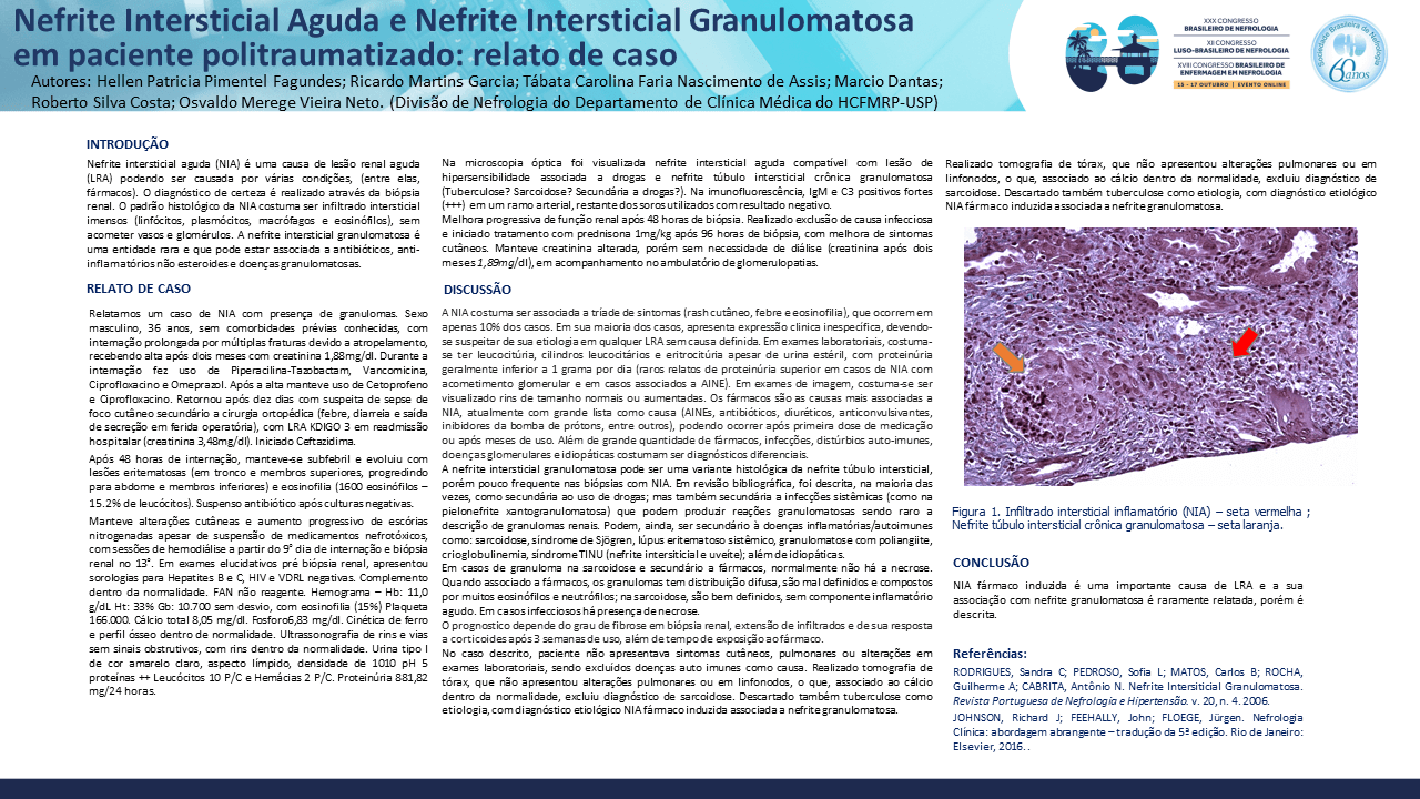 NEFRITE INTERSTICIAL AGUDA E NEFRITE INTERSTICIAL GRANULOMATOSA EM PACIENTE POLITRAUMATIZADO