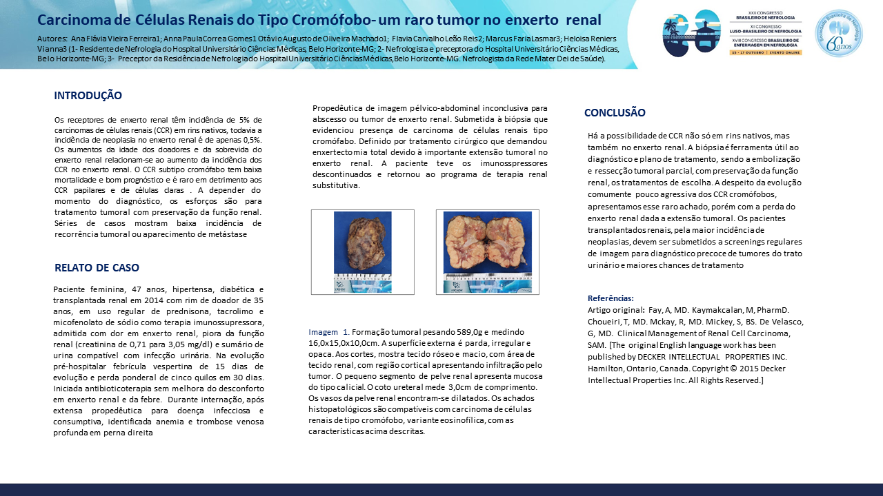 CARCINOMA DE CÉLULAS RENAIS DO TIPO CROMÓFOBO – UM RARO TUMOR NO ENXERTO RENAL