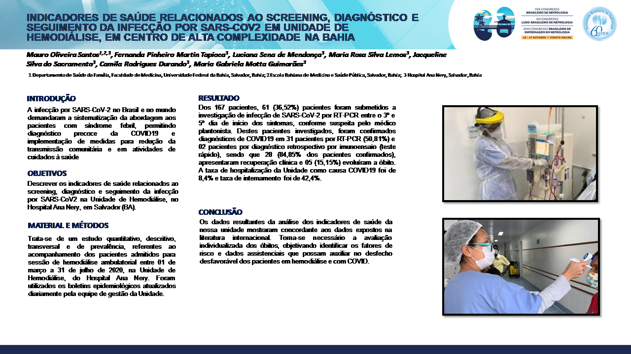 INDICADORES DE SAÚDE RELACIONADOS AO SCREENING, DIAGNÓSTICO E SEGUIMENTO DA INFECÇÃO POR SARS-COV2 EM UNIDADE DE HEMODIÁLISE, EM CENTRO DE ALTA COMPLEXIDADE NA BAHIA