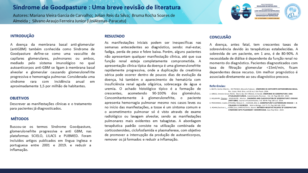 SÍNDROME DE GOODPASTURE: UMA BREVE REVISÃO DE LITERATURA