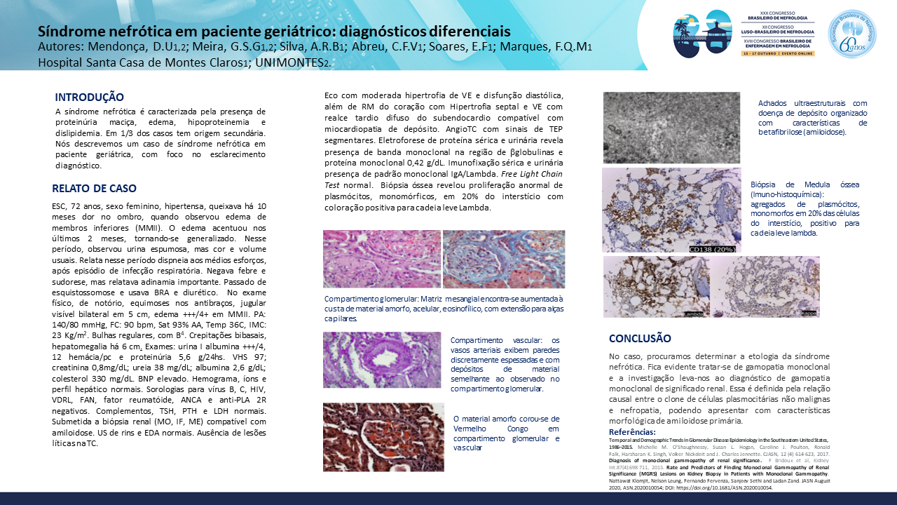 SÍNDROME NEFRÓTICA EM PACIENTE GERIÁTRICO: DIAGNÓSTICOS DIFERENCIAIS